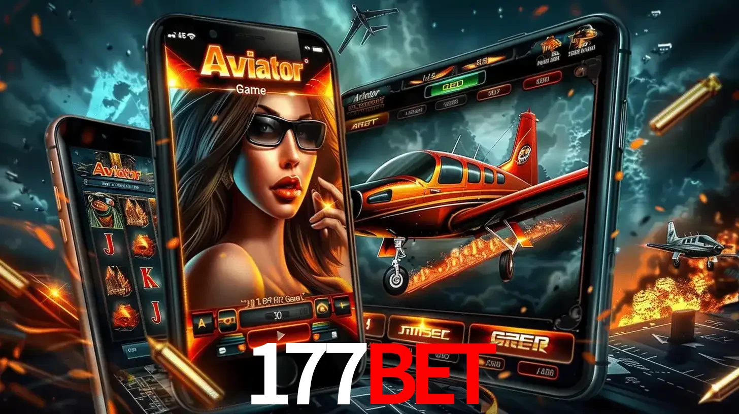 O popular jogo de apostas Aviator exibido em vários celulares e tablets, mostrando a interface emocionante e a ação de voo disponíveis para jogar agora no 177BET.