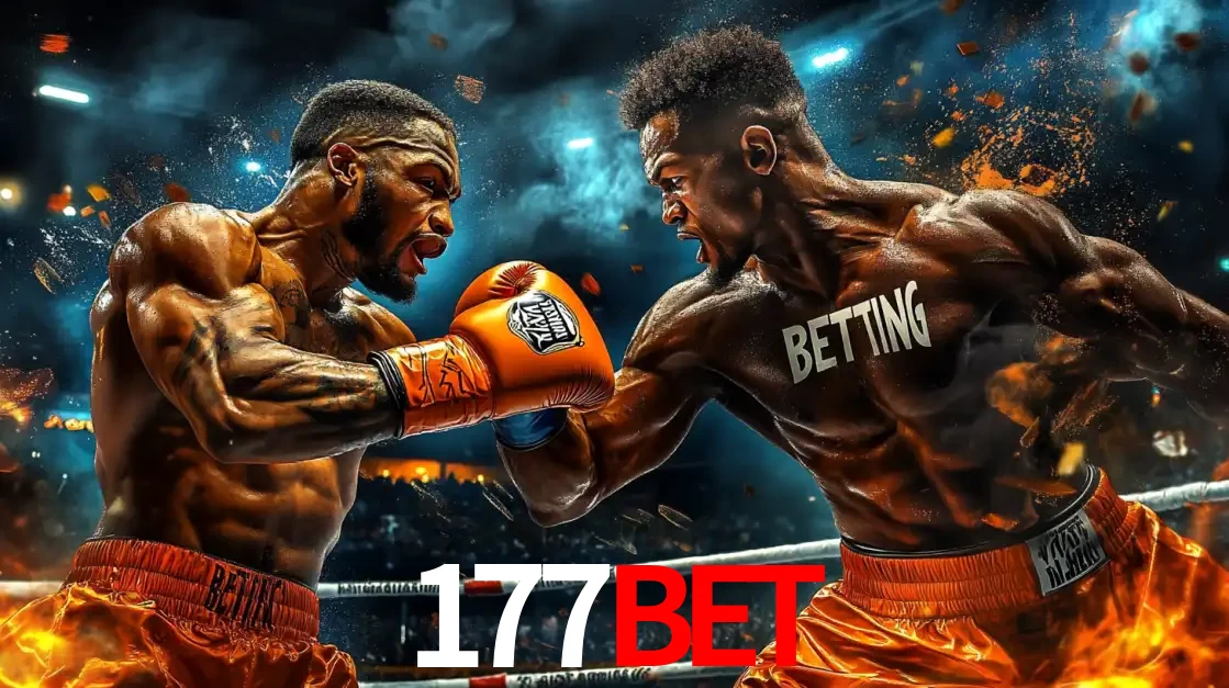 Dois boxeadores em uma luta intensa e explosiva, representando a adrenalina e as oportunidades de apostas em esportes de combate disponíveis na plataforma 177BET.